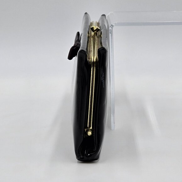 Henry Levine – Vintage Black Patent Clutch / Handbag with Bow Accent - Picture 5 of 16